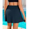 imagebeautyin Womens Swim Skirt High Waisted Tummy Control Twisted Waist Pleated Swimsuit Bathing Suit BottomsNavy