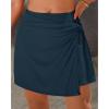imagebeautyin Womens Swim Skirt High Waisted Tummy Control Twisted Waist Pleated Swimsuit Bathing Suit BottomsNavy