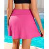 imagebeautyin Womens Swim Skirt High Waisted Tummy Control Twisted Waist Pleated Swimsuit Bathing Suit BottomsPink