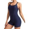 imagebeautyin Boyleg Swimsuits for Women Athletic One Piece Bathing Suit Crisscross Back SwimwearNavy