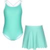 imagebeautyin Girls One Piece Swimsuit with Skirt Bathing Suit Crisscross Back Swimwear Size 814Green