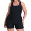 imagebeautyin Plus Size Swimsuit for Women Athletic Boyleg One Piece Bathing SuitBlack