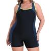 imagebeautyin Plus Size Swimsuit for Women Athletic Boyleg One Piece Bathing SuitYellowBlack