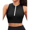 imagebeautyin Sleeveless Slim Fitted Crop Tops for Women Front Zip Up Ribbed Racerback SwimwearBlack