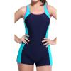 imagebeautyin Swimsuit Women Boyleg One Piece Water Aerobic Competitive Bathing SuitBlueRacerback