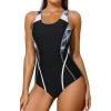 imagebeautyin Women One Piece Athletic Lap Swimming Competition Racing SwimsuitBlackWhiteNew