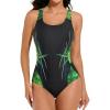imagebeautyin Women One Piece Athletic Lap Swimming Competition Racing SwimsuitBlackYellow