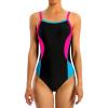 imagebeautyin Women One Piece Athletic Swimsuit Competition Bathing Suit Lap SwimmingBlack Pink  Blue