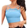 imagebeautyin Women Padded Mesh Bikini Top Only Crop Top Adjustable Straps Swim TopBlue
