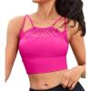 imagebeautyin Women Padded Mesh Bikini Top Only Crop Top Adjustable Straps Swim TopHot Pink