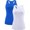 imagebeautyin Women Tank Top with Shelf Bra Racerback Workout Yoga Tops UndershirtWhite BlueShelf Bra