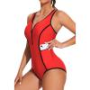 imagebeautyin Women Zipper One Piece Swimsuit Athletic Racerback Bathing Suit with PocketsRed