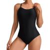 imagebeautyin Womens Adjustable Strap One Piece Swimsuit Athletic Bathing Suit Competitive SwimwearBlack