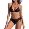 imagebeautyin Womens Bikini Swimsuit Triangle String Halter Two Piece Bathing SuitsAll Black