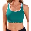 imagebeautyin Womens Bikini Top Scalloped Ribbed Sports Racerback Swim Bra Padded Swimsuit Bathing SuitGreen