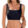 imagebeautyin Womens Bikini Top Square Neck Swim Top Quick Dry UPF 50 Padded Bathing SuitBlack