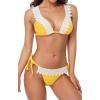 imagebeautyin Womens Crochet Lace Bikini Two Piece Triangle Swimsuit Bathing SuitsYellowNew