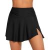 imagebeautyin Womens High Waisted Ruched Swim Skirt Split Tummy Control Tankini Swimsuit Bathing Suit Bottoms with PocketBlack