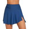 imagebeautyin Womens High Waisted Ruched Swim Skirt Split Tummy Control Tankini Swimsuit Bathing Suit Bottoms with PocketBlue