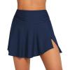 imagebeautyin Womens High Waisted Ruched Swim Skirt Split Tummy Control Tankini Swimsuit Bathing Suit Bottoms with PocketNavy Blue