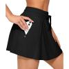 imagebeautyin Womens High Waisted Swim Skirt with Zipper Pockets Tummy Control Bathing Suit Swim BottomsBlack