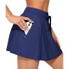 imagebeautyin Womens High Waisted Swim Skirt with Zipper Pockets Tummy Control Bathing Suit Swim BottomsNavy