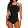 imagebeautyin Womens One Piece Athletic Racerback Swimsuit Slimming Bathing SuitBlackwhite