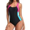imagebeautyin Womens One Piece Sport Swimsuit Water Aerobic Bathing Suit Lap SwimwearBlack Blue  Pink