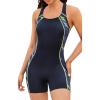 imagebeautyin Womens One Piece Swimsuits Boyleg Athletic Swimwear Conservative Training Bathing SuitsBlackYellow