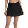 imagebeautyin Womens Solid Swim Skirt Buildin Brief Tummy Control Tankini BottomsBlackBasic
