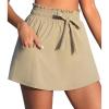 imagebeautyin Womens Swim Shorts High Waisted Swimming Bottoms with Side PocketsKhaki
