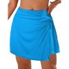 imagebeautyin Womens Swim Skirt High Waisted Tummy Control Twisted Waist Pleated Swimsuit Bathing Suit BottomsBlue