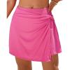 imagebeautyin Womens Swim Skirt High Waisted Tummy Control Twisted Waist Pleated Swimsuit Bathing Suit BottomsPink