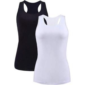 imagebeautyin Women Tank Top with Shelf Bra Racerback Workout Yoga Tops UndershirtBlack WhiteShelf Bra