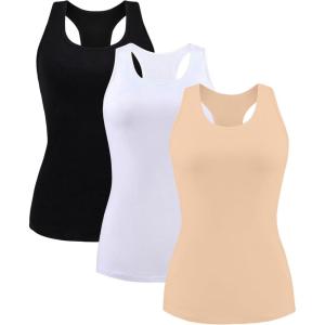 imagebeautyin Women Tank Top with Shelf Bra Racerback Workout Yoga Tops UndershirtBlackWhiteApricot