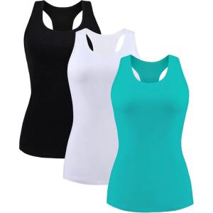 imagebeautyin Women Tank Top with Shelf Bra Racerback Workout Yoga Tops UndershirtBlackWhiteAqua