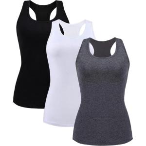 imagebeautyin Women Tank Top with Shelf Bra Racerback Workout Yoga Tops UndershirtBlackWhiteGray