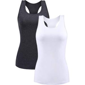 imagebeautyin Women Tank Top with Shelf Bra Racerback Workout Yoga Tops UndershirtGrey WhiteShelf Bra