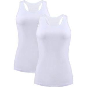 imagebeautyin Women Tank Top with Shelf Bra Racerback Workout Yoga Tops UndershirtWhite WhiteShelf Bra