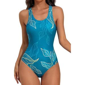 imagebeautyin Womens Athletic One Piece Swimsuits Tummy Control Bathing Suits Slimming Sports SwimwearTeal