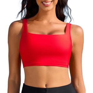 imagebeautyin Womens Bikini Top Square Neck Swim Top Quick Dry UPF 50 Padded Bathing SuitRed