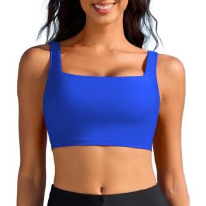 imagebeautyin Womens Bikini Top Square Neck Swim Top Quick Dry UPF 50 Padded Bathing SuitSolid Blue