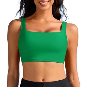 imagebeautyin Womens Bikini Top Square Neck Swim Top Quick Dry UPF 50 Padded Bathing SuitSolid Green