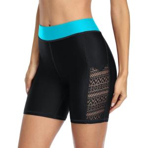 imagebeautyin Womens Boardshort Swim Bottom High Waisted Tankini Swimwear ShortsBlackAqua