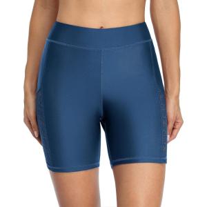 imagebeautyin Womens Boardshort Swim Bottom High Waisted Tankini Swimwear ShortsBlue Lace