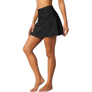 imagebeautyin Womens Solid Swim Skirt Buildin Brief Tummy Control Tankini BottomsHigh Waist Black
