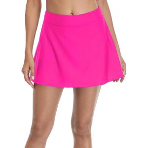 imagebeautyin Womens Solid Swim Skirt Buildin Brief Tummy Control Tankini BottomsHot Pink
