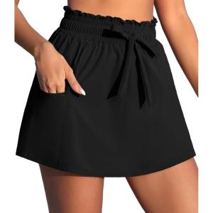imagebeautyin Womens Swim Shorts High Waisted Swimming Bottoms with Side PocketsBlack