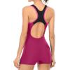 imagebeautyin Swimsuit Women Boyleg One Piece Water Aerobic Competitive Bathing SuitPurple RedBlack