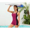 imagebeautyin Swimsuit Women Boyleg One Piece Water Aerobic Competitive Bathing SuitPurple RedBlack